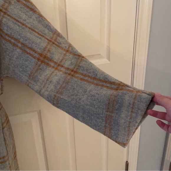 Free People Far From Home Grey plaid wool coat size L - Picture 10 of 10